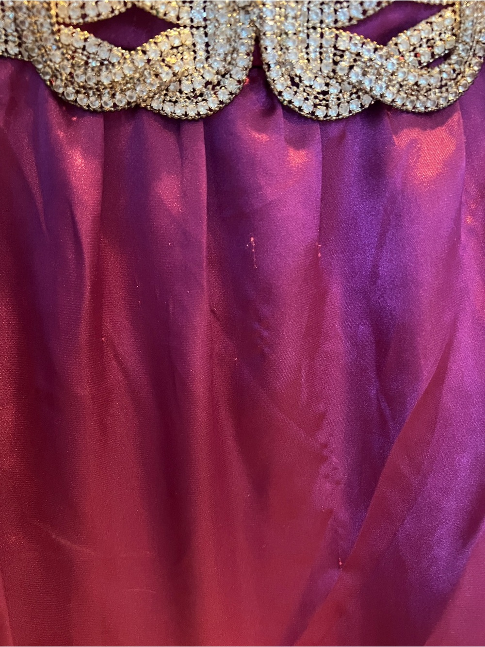 Vibrant Satin Magenta Wrap Top with Rhinestone Buckle - Picture 5 of 5